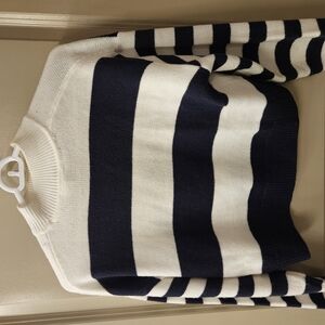 Navy and White Striped Knit Sweater